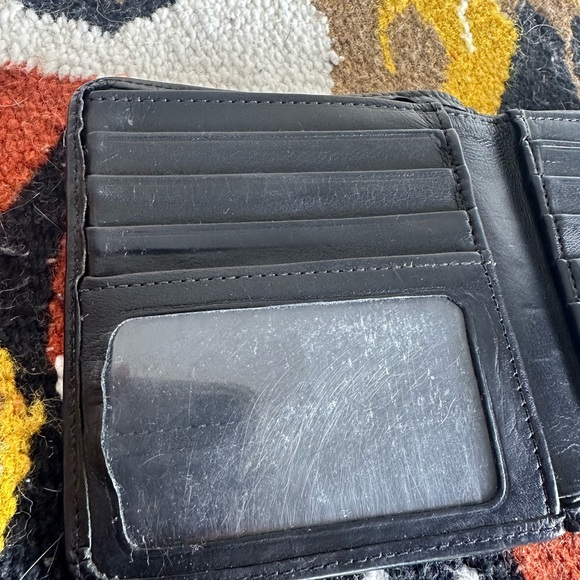 Vintage COACH Kiss Lock Black leather bifold wallet w/coin purse - Picture 8 of 13